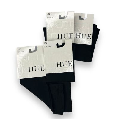 Hue Women’s Knee Hi Black Pindot One Size Fits Most 4 Pair